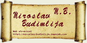 Miroslav Budimlija vizit kartica